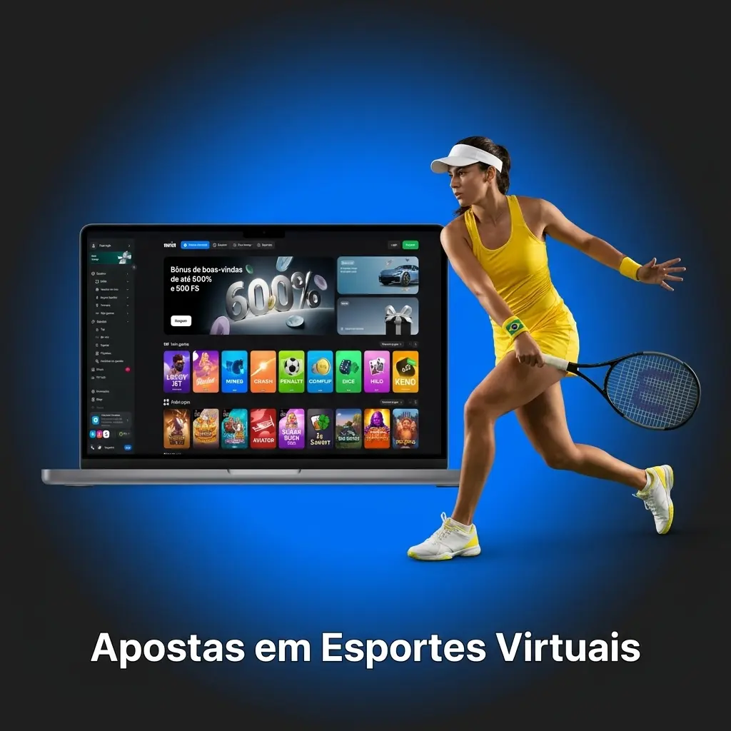 Apostas em esportes virtuais na 1win, incluindo simulações de futebol, corridas de cavalos, basquete e tênis.