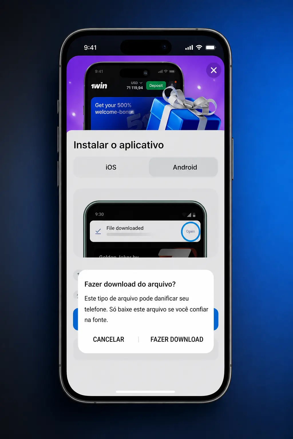 Passo a passo para baixar e instalar o aplicativo Aviator 1win APK no Android