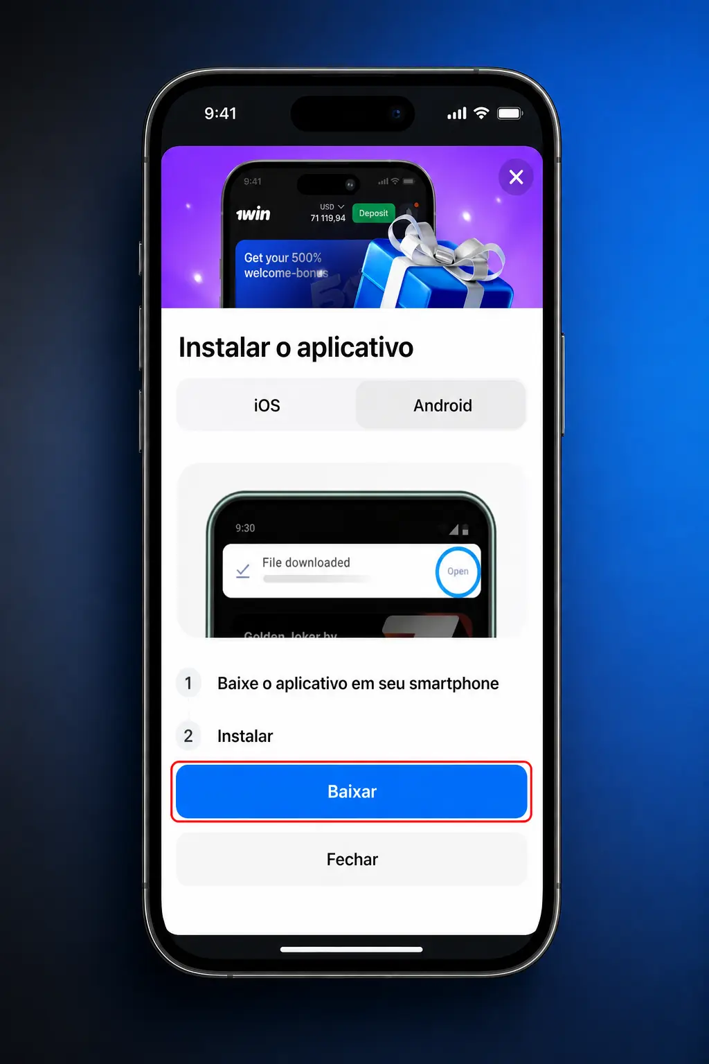 Passo a passo para baixar e instalar o aplicativo Aviator 1win APK no Android