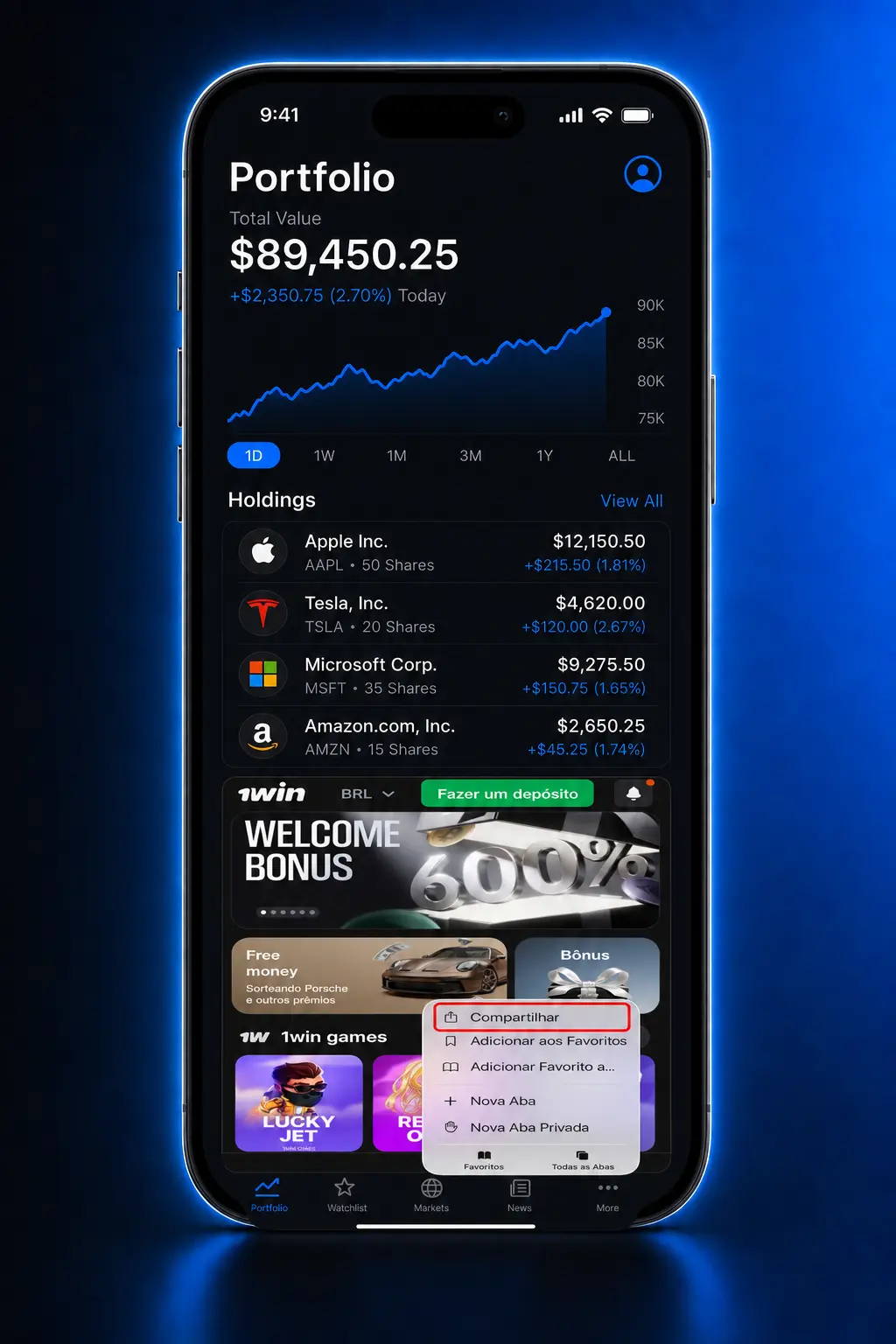 Passos para instalar o Aviator no iOS via Safari, adicionando atalho à tela inicial do iPhone ou iPad.
