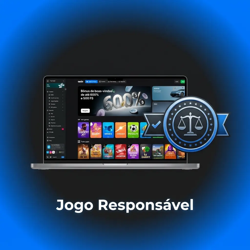 Ilustração de jogo responsável destacando autocontrole, limites de orçamento e tempo para um entretenimento seguro.
