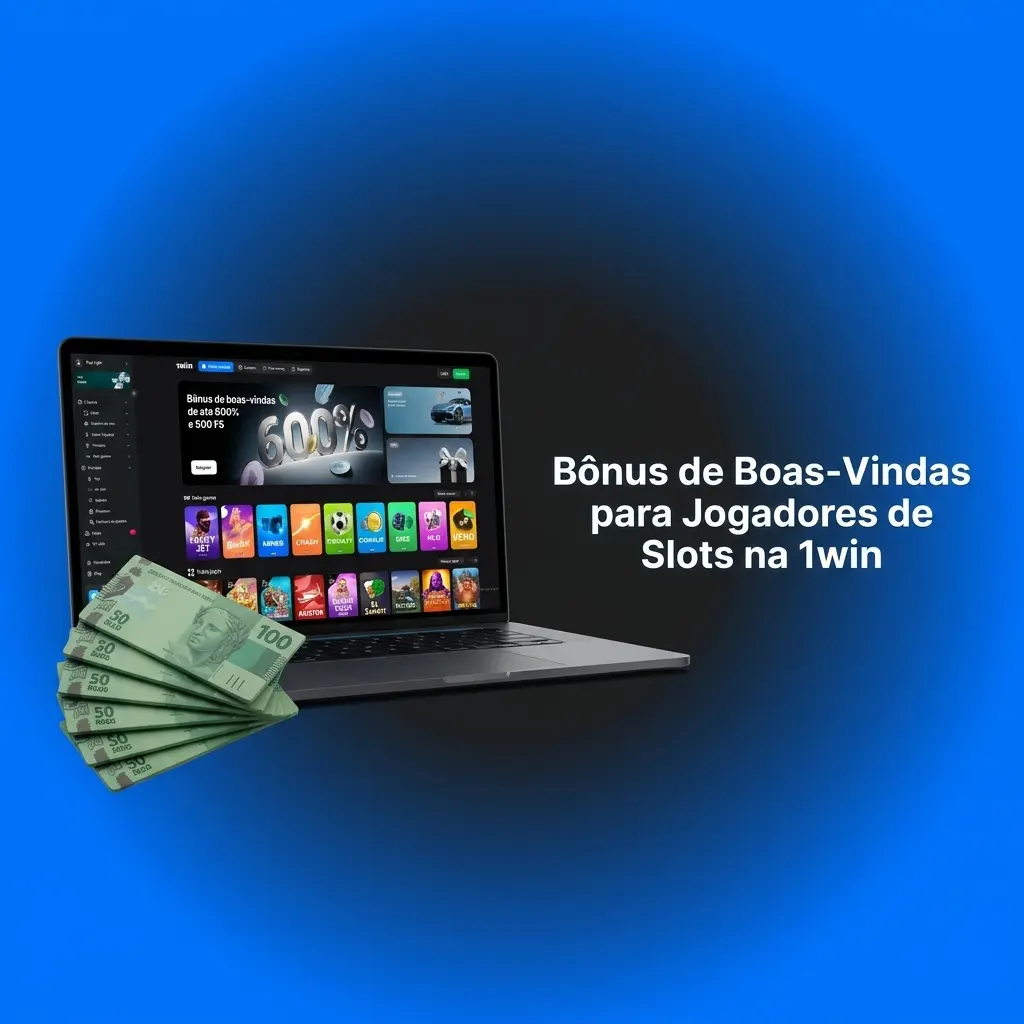 Imagem promocional do bônus de boas-vindas de 500% para jogadores de slots no cassino 1win.