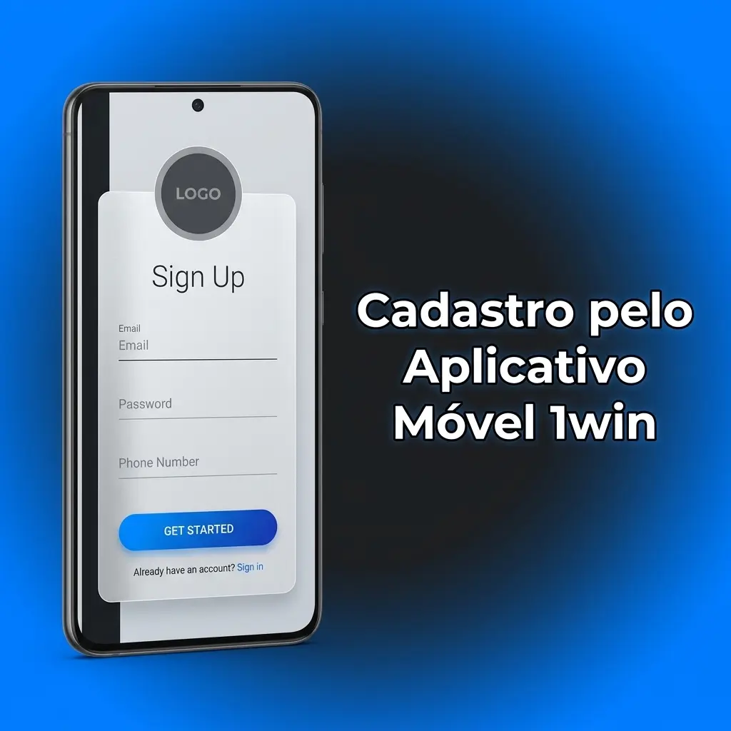 Tela do aplicativo móvel 1win mostrando o passo a passo para o cadastro de nova conta.