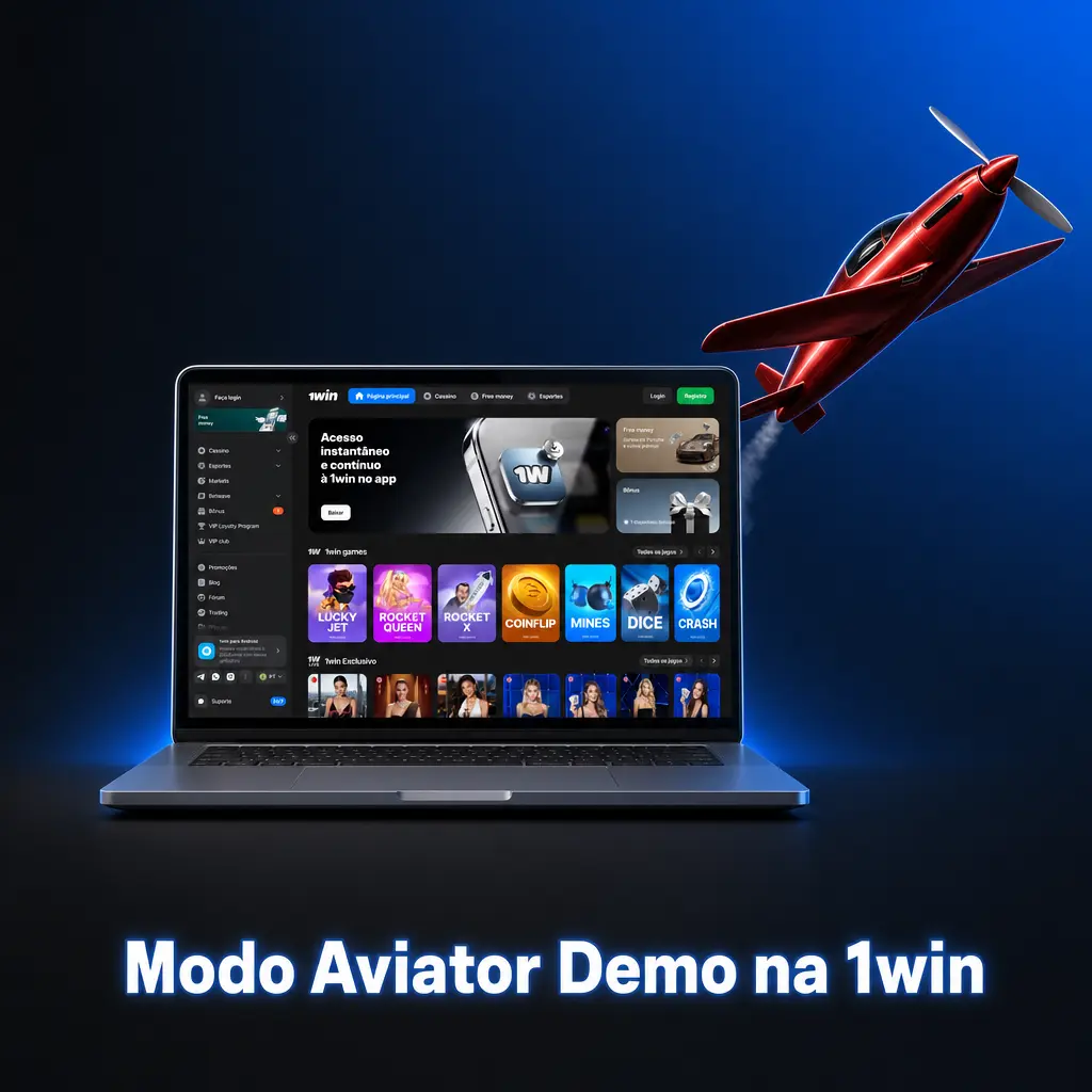 Modo Aviator Demo na 1win com saldo virtual ilimitado para prática gratuita e segura sem depósitos